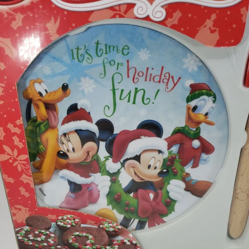 Disney Cookies for Santa Kit Decorative Plate Mickey Cutter Spatula DO NOT EAT